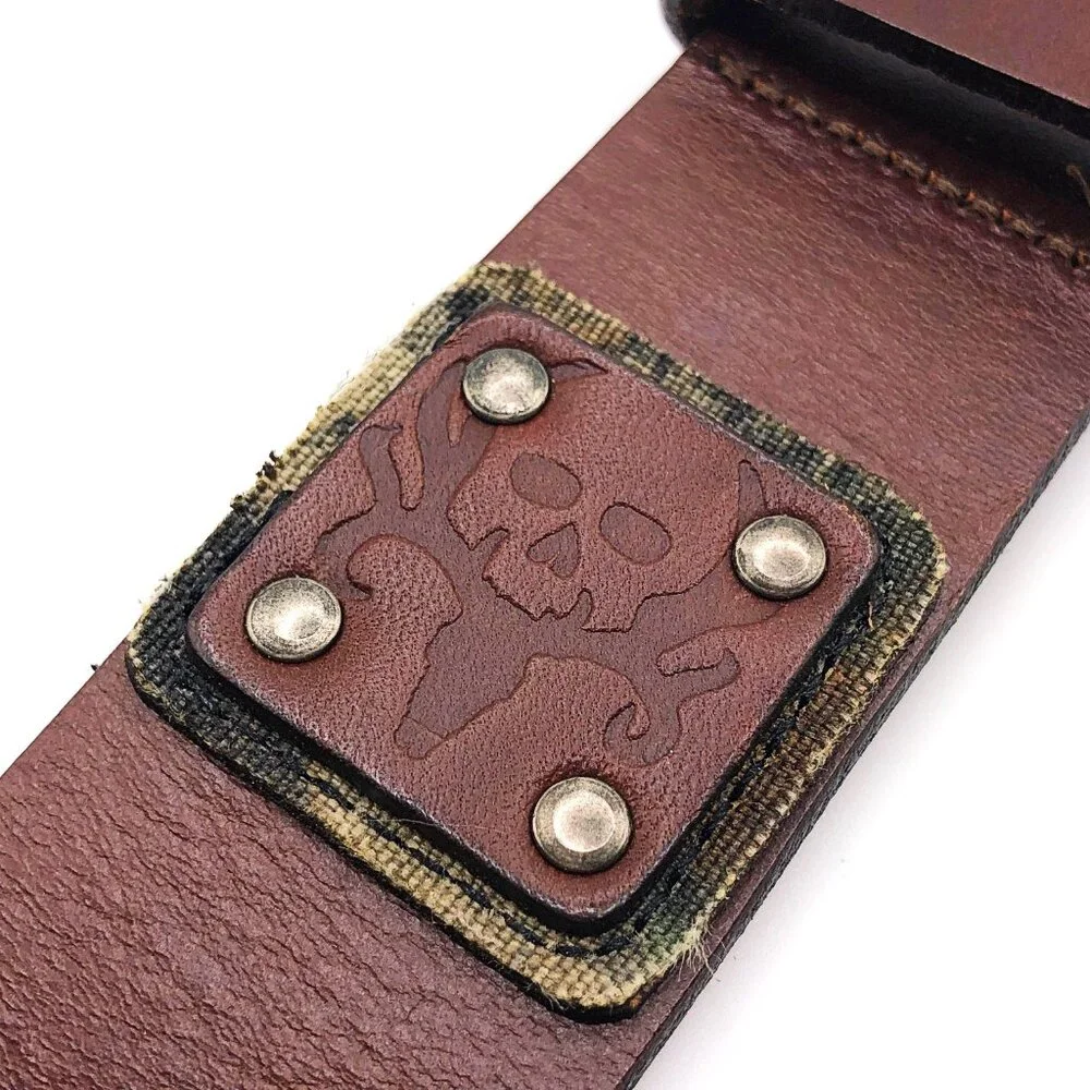 Michael Waddell's Bone Collector Brown Leather Belt with silver tone buckle 36